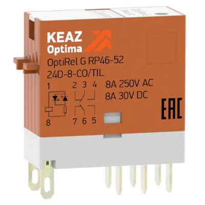 Реле промежуточное КЭАЗ OptiRel G RP46-52-24-8-CO/TIL