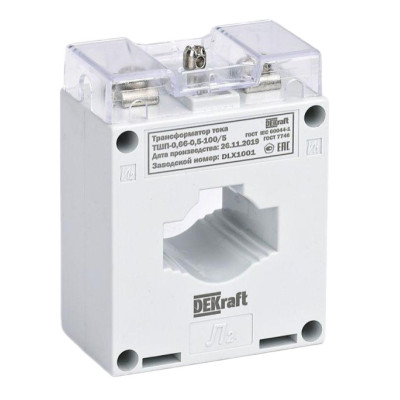 Трансформатор тока Dekraft ТШП-0.66 0.5S 250/5 5ВА, диаметр 30мм