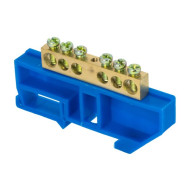 Шина EKF PROxima "0" N (8х12мм) 6 отверстий латунь синий изолятор на DIN-рейку