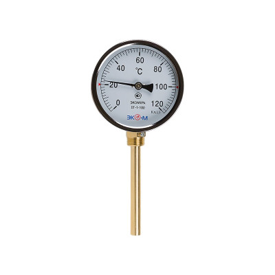 Термометр биметаллический радиальный ЭКОМЕРА БТ-1-63, 0-120С, L=60