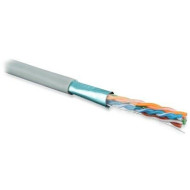 Hyperline FUTP4-C5E-S24-IN-PVC-GY-305 (305 м) Кабель витая пара, экранированная F/UTP, категория 5e, 4 пары (24 AWG), одножильный (solid), экран - фольга, PVC, –20°C – +75°C, серый