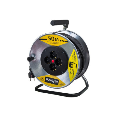 Удлинитель силовой на металлической катушке Inforce К4-Е-50 КГ 3x1.5 50м 16А 4 розетки
