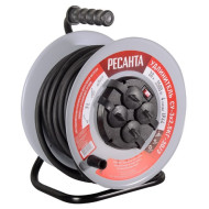 Удлинитель силовой Ресанта на металлической катушке СУ-3x2,5КГ-30/3 (с выкл., 4 розетки, IP44) 61/118/9