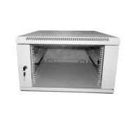 Шкаф настенный 6U Netko серия WM (600х600х370), передняя дверь стекло, собранный, серый