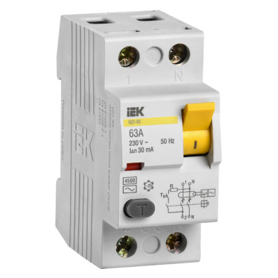 Выключатель дифференциальный (УЗО) IEK ВД1-63 2Р 63А 30мА