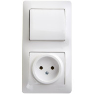Блок Systeme Electric Glossa розетка + выключатель одноклавишный белый