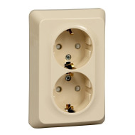 Systeme Electric Этюд Крем Розетка 2-ая с/з со шторками 16А 250B