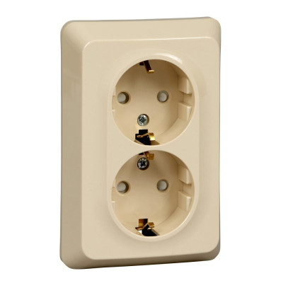 Systeme Electric Этюд Крем Розетка 2-ая с/з со шторками 16А 250B