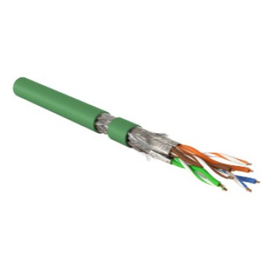 Кабель витая пара Hyperline SFTP4-C7A-S23-IN-LSZH-GN-500 (500 м) одножильный (solid), LSZH (нг(А)-HF), зеленый