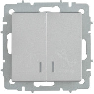 BRITE Выключатель 2-клавишный с индикацией для отелей 10А ВС10-2-9-БрА алюминий IEK
