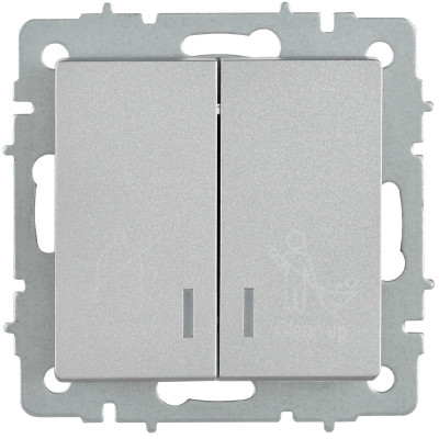 BRITE Выключатель 2-клавишный с индикацией для отелей 10А ВС10-2-9-БрА алюминий IEK