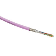 Hyperline SFUTP4-C5E-S24-IN-PVC-PK-305 (305 м) Кабель витая пара SF/UTP, категория 5e, 4 пары(24 AWG), одножильный(solid), экран - фольга + медная оплетка, PVC, –20°C – +75°C, розовый