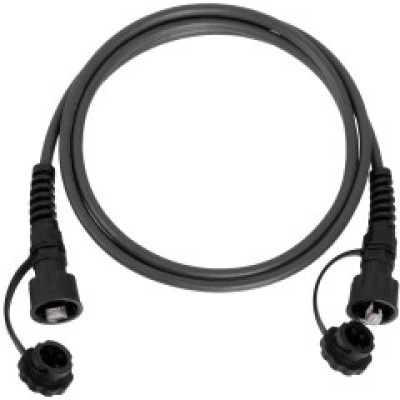 Индустриальный коммутационный шнур NIKOMAX U/UTP 4 пары, Кат.6 (Класс E), 250МГц, 2хRJ45/8P8C, T568B, многожильный, BC (чистая медь), 24AWG (7х0,195мм), IP67, с защитными крышками, PUR, черный, 3м