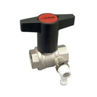 Шаровой кран Oventrop Optibal DN 25, ВР-ВР, черная пластиковая рукоятка, со штуцером для слива, резьба ¼