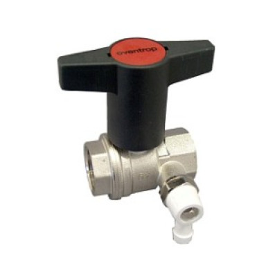 Шаровой кран Oventrop Optibal DN 25, ВР-ВР, черная пластиковая рукоятка, со штуцером для слива, резьба ¼