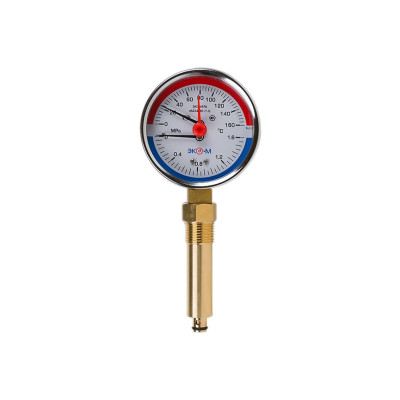 Термоманометр ЭКОМЕРА 160С 1,6МПа Дк80 G1/4"осевой в/к перех G1/2" L=40мм