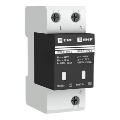 Ограничитель импульсных напряжений ekf серии ОПВ-C/2P In 20кА 400В