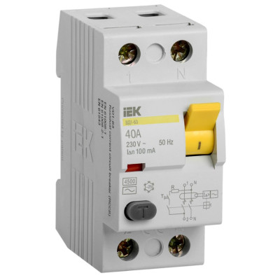 Выключатель дифференциальный (УЗО) IEK ВД1-63 2Р 40А 100мА