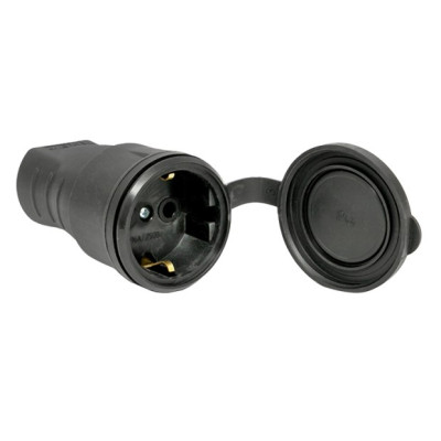 Розетка кабельная EKF PROxima переносная с защитной крышкой каучуковая 230В, 2P+PE, 16A, IP44