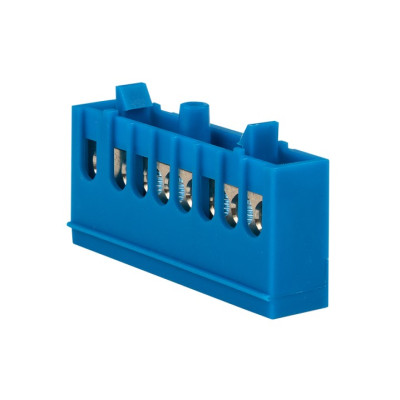 Шина "0" N (6х9мм) 8 отверстий латунь синий изолированный корпус EKF PROxima на DIN-рейку