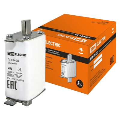 Плавкая вставка предохранителя TDM ППНН-33 габ.00C, 4А