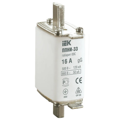Вставка плавкая IEK ППНИ-33 16А габарит 00С