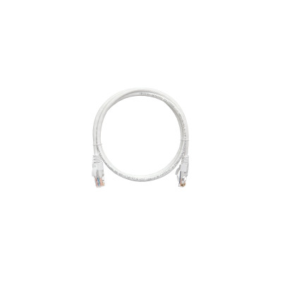 Коммутационный шнур NIKOMAX U/UTP 4 пары, Кат.5е (Класс D), 100МГц, 2хRJ45/8P8C, T568B, заливной, с защитой защелки, многожильный, BC (чистая медь), 24AWG (7х0,205мм), LSZH нг(А)-HFLTx, белый, 0,3м