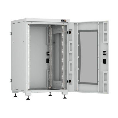 Напольный шкаф серии Lite II 19", 18U, стеклянная дверь, цельнометаллические стенки и задняя дверь, Ш600хВ974хГ600мм, в разобранном виде, серый