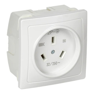 Силовой разъем IEK 32А СП РПпл11-01-Ст разборная для плиты с заземлением белый