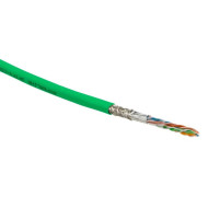 Hyperline SFUTP4-C5E-S24-IN-PVC-GN-305 (305 м) Кабель витая пара SF/UTP, категория 5e, 4 пары(24 AWG), одножильный(solid), экран - фольга + медная оплетка, PVC, –20°C – +75°C, зеленый