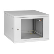 Настенный разборный шкаф TLK 19", 9U, стеклянная дверь, Ш600хВ436хГ350мм, 1 пара монтажных направляющих, серый