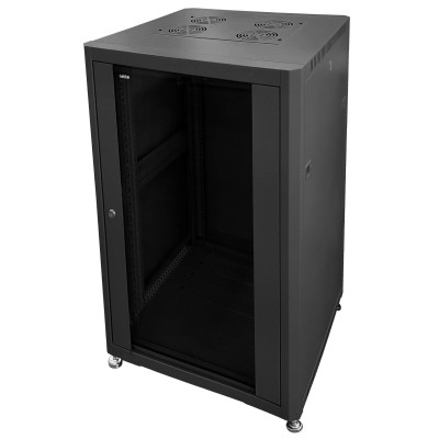 Шкаф напольный 19" Netko 32U серия Optima (600х600х1577), передняя дверь стекло, черный, разобранный (упакован в 2 коробки)