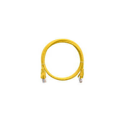 Коммутационный шнур NIKOMAX U/UTP 4 пары, Кат.5е (Класс D), 100МГц, 2хRJ45/8P8C, T568B, заливной, с защитой защелки, многожильный, BC (чистая медь), 24AWG (7х0,205мм), LSZH нг(А)-HFLTx, желтый, 5м