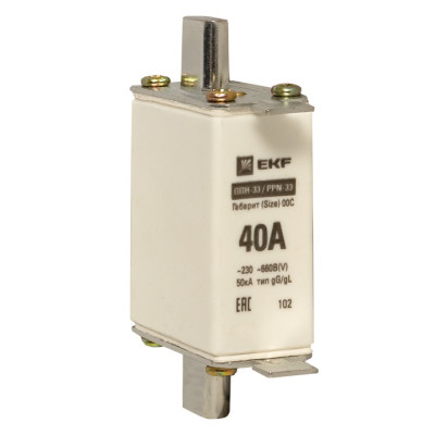 Вставка плавкая EKF PROxima ППН-33 100/40А габарит 00C