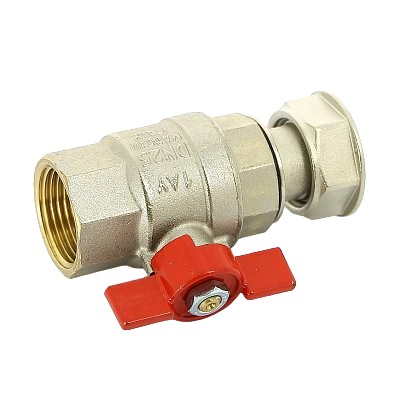 Кран Uni-Fitt ВВ 1" с накидной гайкой и уплотнением, никелированный