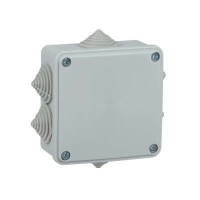 Коробка распаячная КМ для открытой проводки 100х100х45мм IP44 6 вводов (RAL 7035) IEK UKO11-100-100-045-K41-44