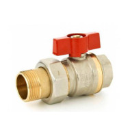 Шаровой кран полнопроходной Ридан BVR-FR с накидной гайкой и ниппелем «американка», рукояткой «бабочка» (DN = 15-25 мм) и ручка для DN = 32 мм; G 1