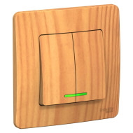Systeme Electric Blanca внутр Ясень Выключатель 2-клавишный с подсветкой, 10А, 250B