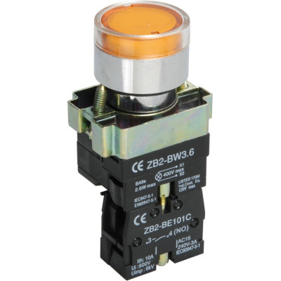 IEK BBT50-BW-K05 Кнопка LAY5-BW3561 c подсветкой желтая 1з