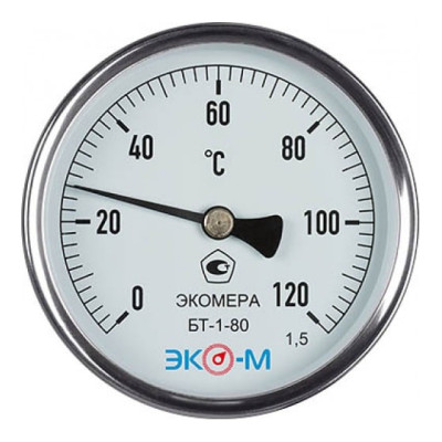 Термометр ЭКОМЕРА биметалл БТ-1-80 120С Дк80 L=40 осевой БТ-1-80-120С-L40