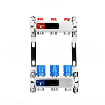 Группа коллекторная для отопления VARMEGA ВР 1" на 3 контура 3/4" EK