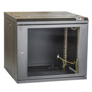 Настенный разборный шкаф TLK 19", 6U, стеклянная дверь, Ш600хВ303хГ350мм, 1 пара монтажных направляющих, черный