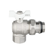 Кран шар. баб. с американкой 20 вода угловой V&G Optima (ручка-бабочка