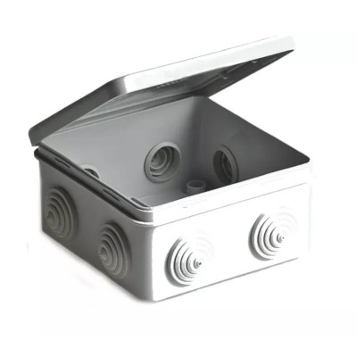 Коробка распределительная Ruvinil ОП 100х100х50мм 8 вводов откидная крышка IP54 серый