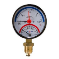 Термоманометр Экомера МД04-80мм 0..1,6МПа 0..120С G1\4 с переходником на G1\2