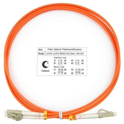 Оптический патч-корд LC-LC Cabeus FOP-62-LC-LC-1 62,5/125 (ОМ1) 1.5 метра