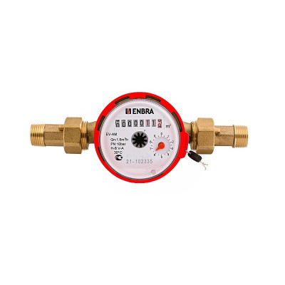Счётчик учёта горячей воды ENBRA EV-AM1i L80 D15 B, с импульсным выходом, со сгонами