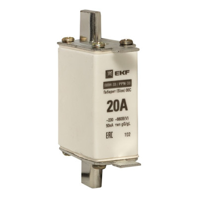 Вставка плавкая EKF PROxima ППН-33 100/20А габарит 00C
