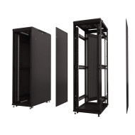 Шкаф напольный 42U Netko серия T2(A2) (800х1000х2055), передняя дверь стекло, чёрный (упакован в 3 коробки)