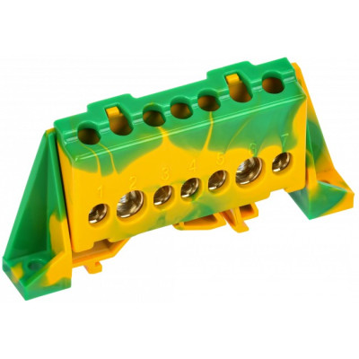 Шина IEK TEKFOR PE "земля" в комбинированном DIN-изоляторе "Стойка" 8х12-7-ЖЗ